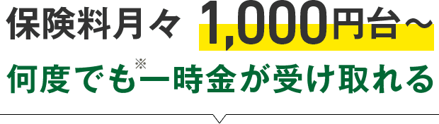 保険料月々 1,000円台〜 何度でも一時金が受け取れる生活習慣病保険