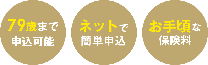 79歳まで申込可能 ネットで簡単申込 お手頃な保険料