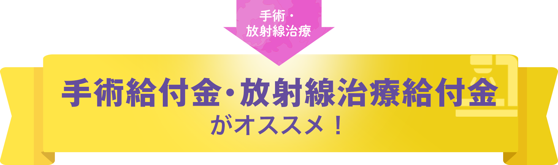手術・放射線治療 手術給付金・放射線治療給付金がオススメ！