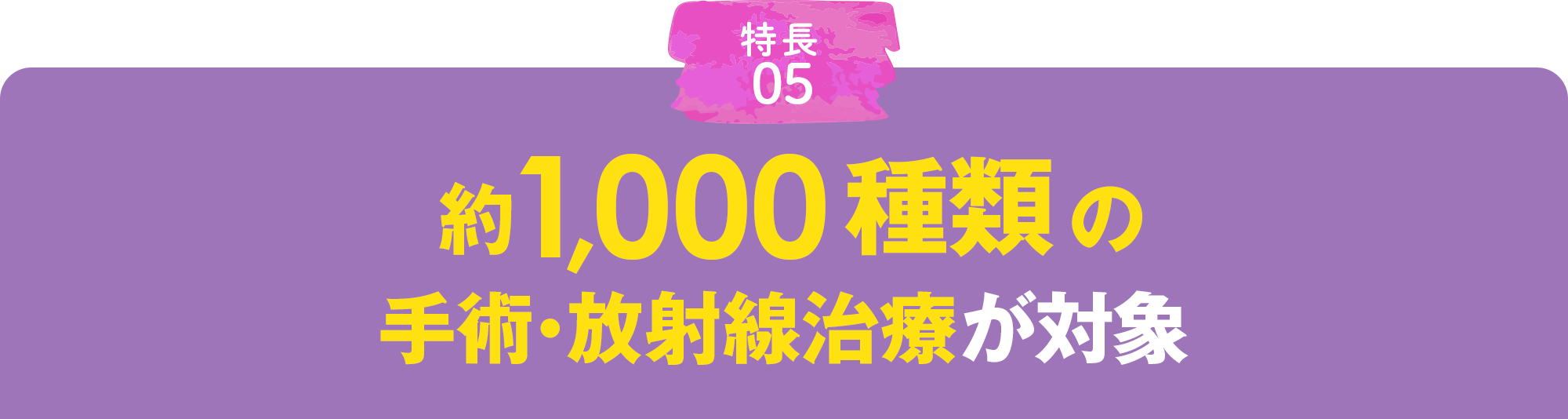 特徴05 約1,000種類の手術・放射線治療が対象