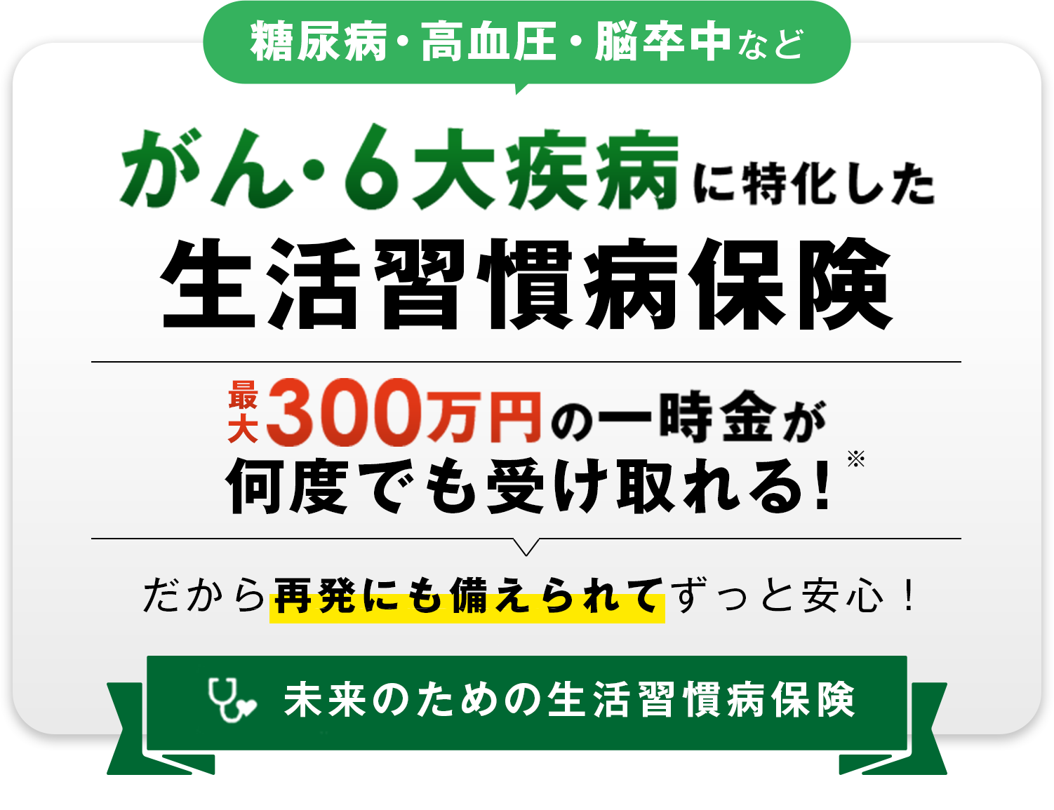 糖尿病・高血圧・脳卒中などがん・6大疾病に特化した生活習慣病保険