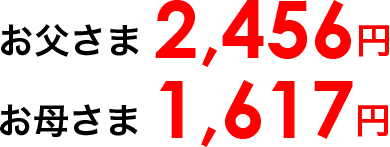 お父さま:2,456円 お母さま:1,617円